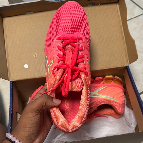 ASICS Bright Pink and Yellow Athletic Shoes - Picture 3 of 6